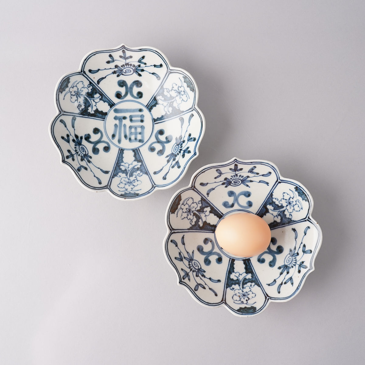 波佐見焼 古染付草花紋 輪花皿 15cm Toubou-ao Studio1156