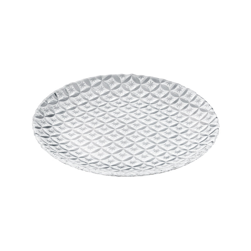 ガラス食器 七宝彫 丸皿 24cm BK/WH/CR WH 白 Yoshinuma-glass Studio1156