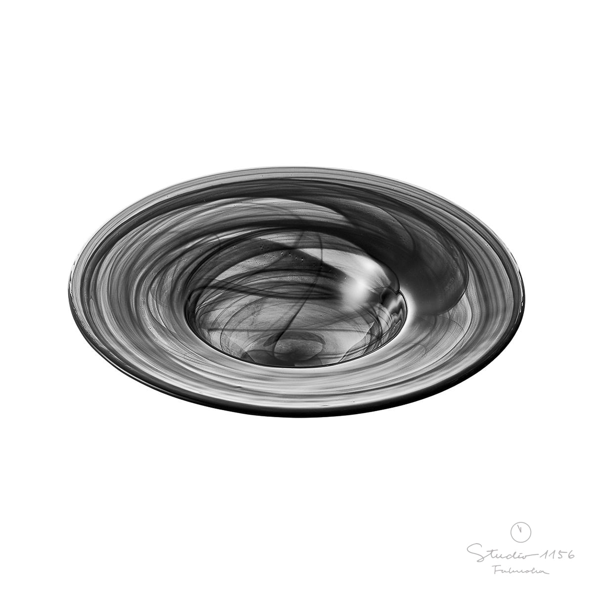 ガラス食器 水墨 リムボウル 24cm BK/WH BK 黒 Yoshinuma-glass Studio1156