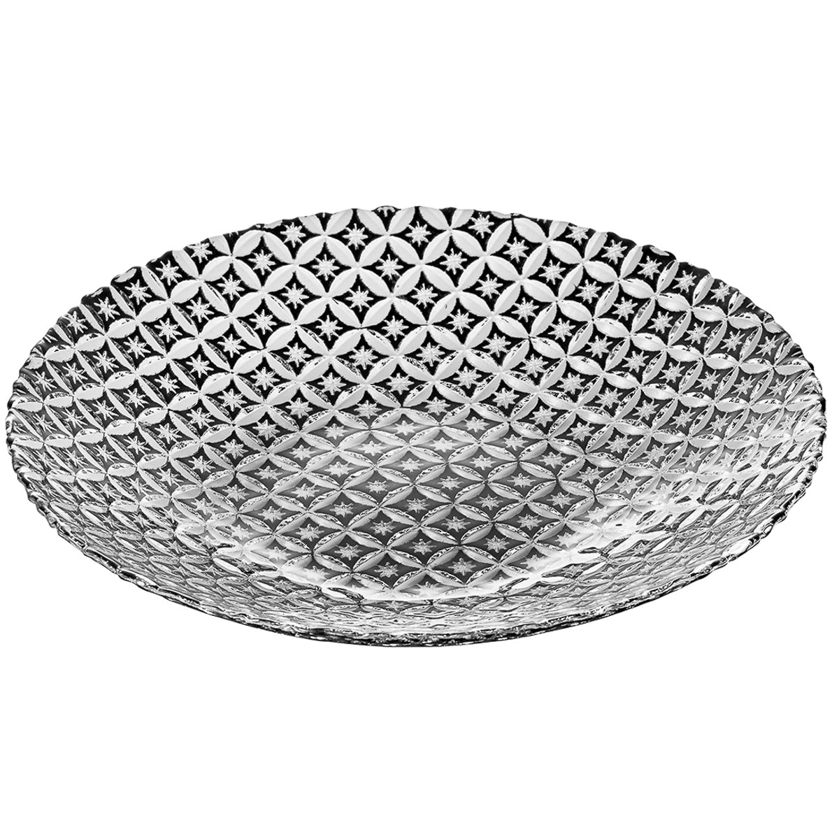 ガラス食器 七宝彫 浅鉢 27cm BK/WH/CR BK 黒 Yoshinuma-glass Studio1156