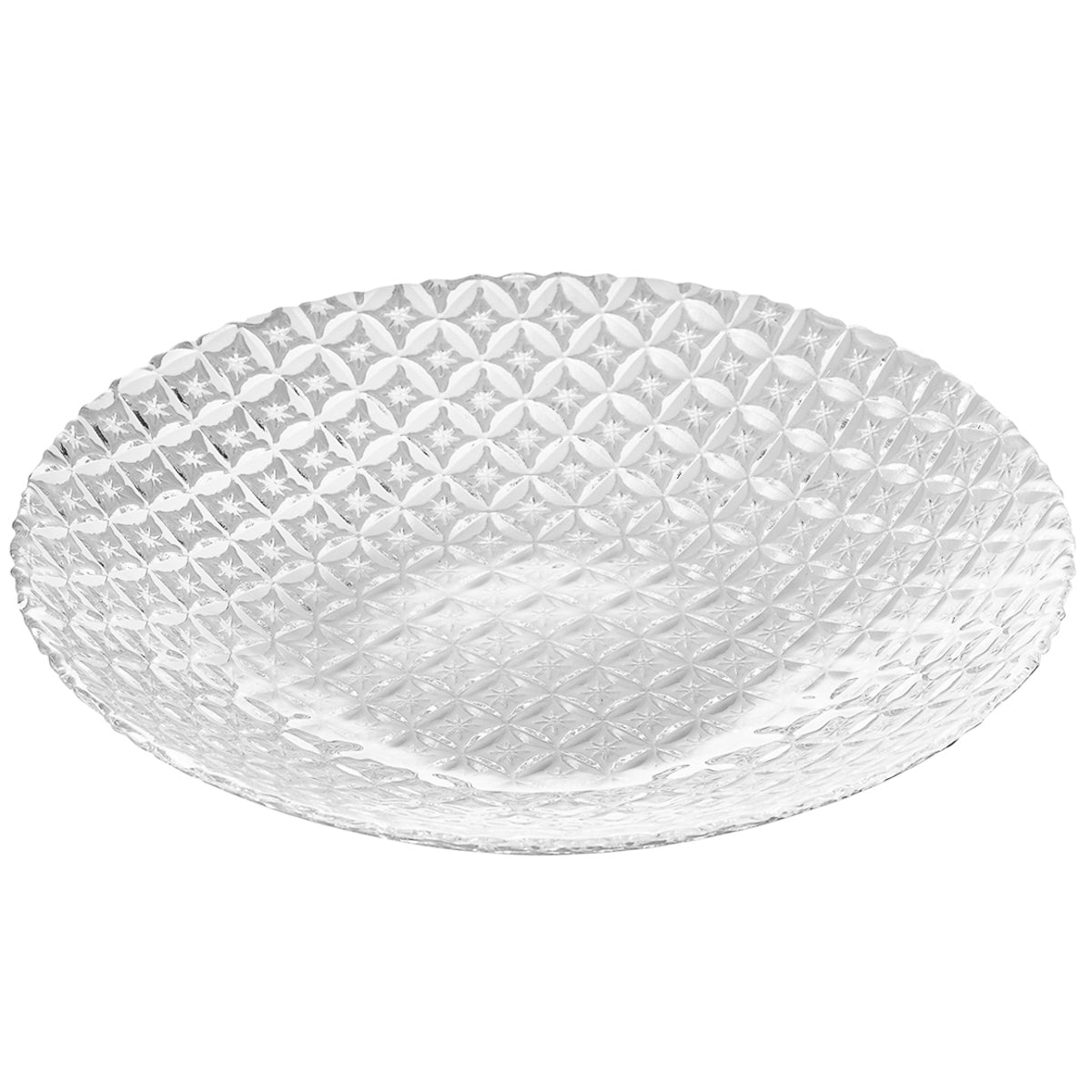 ガラス食器 七宝彫 浅鉢 27cm BK/WH/CR WH 白 Yoshinuma-glass Studio1156