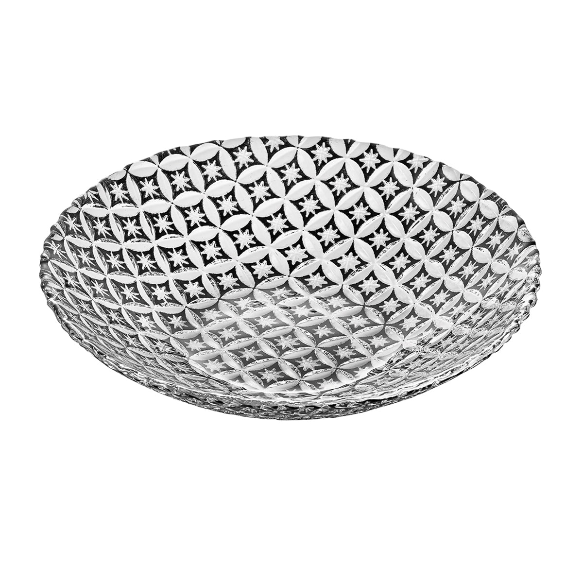 ガラス食器 七宝彫 浅鉢 20cm BK/WH/CR BK 黒 Yoshinuma-glass Studio1156