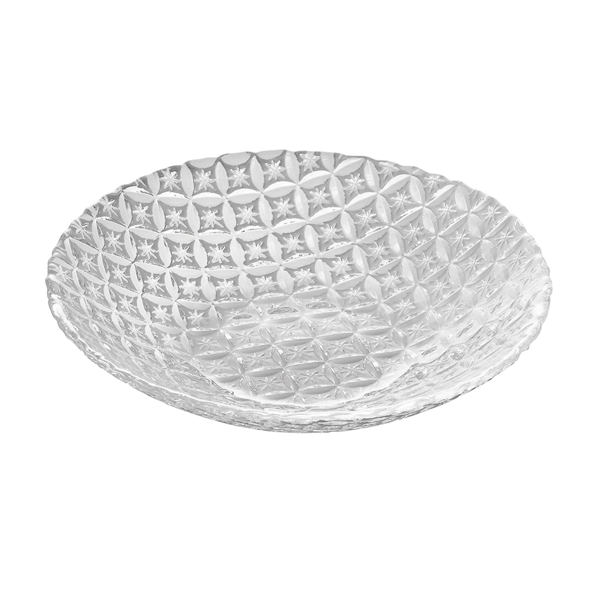 ガラス食器 七宝彫 浅鉢 20cm BK/WH/CR WH 白 Yoshinuma-glass Studio1156