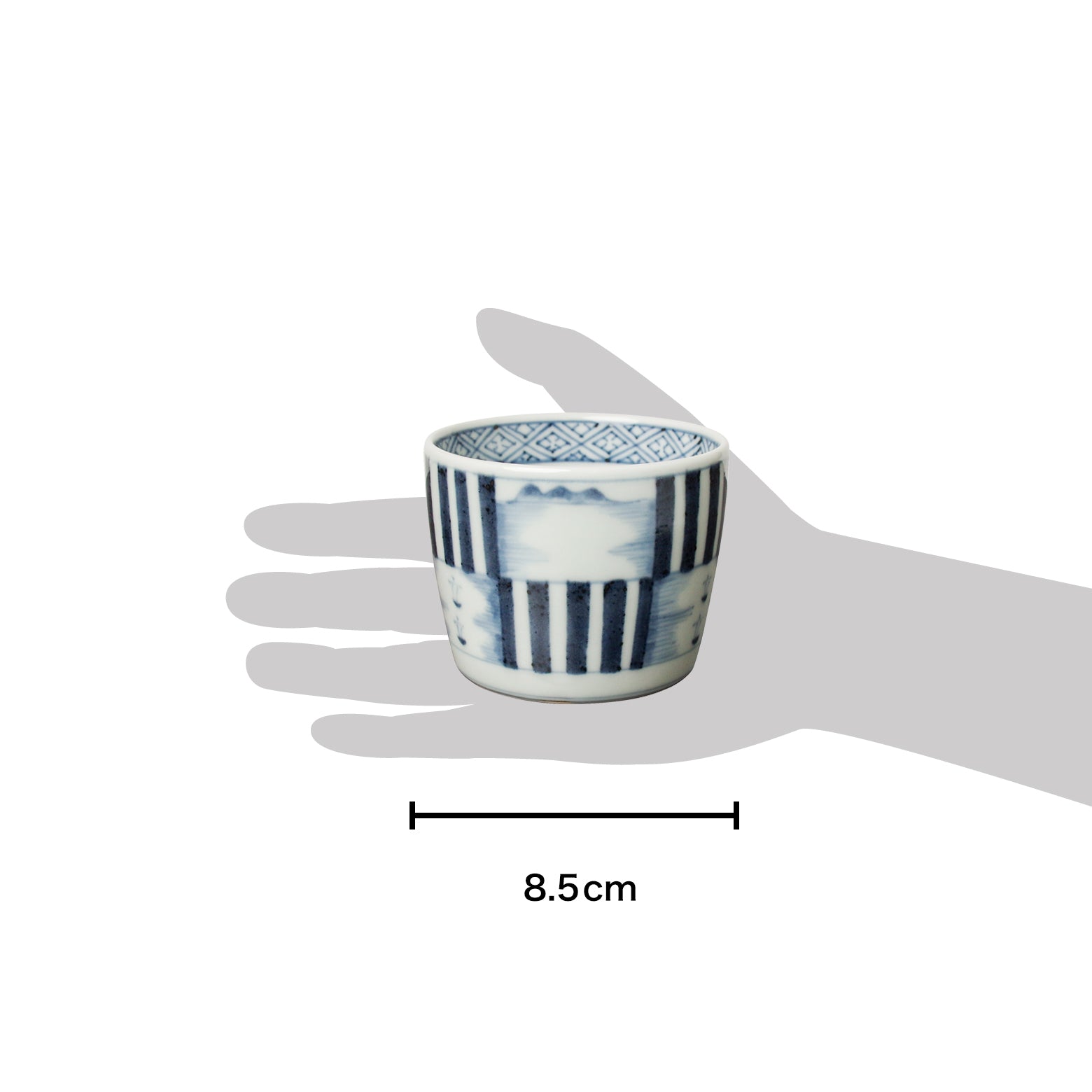 有田焼 染付 市松山水文 そば猪口(大) 220ml Riso Studio1156