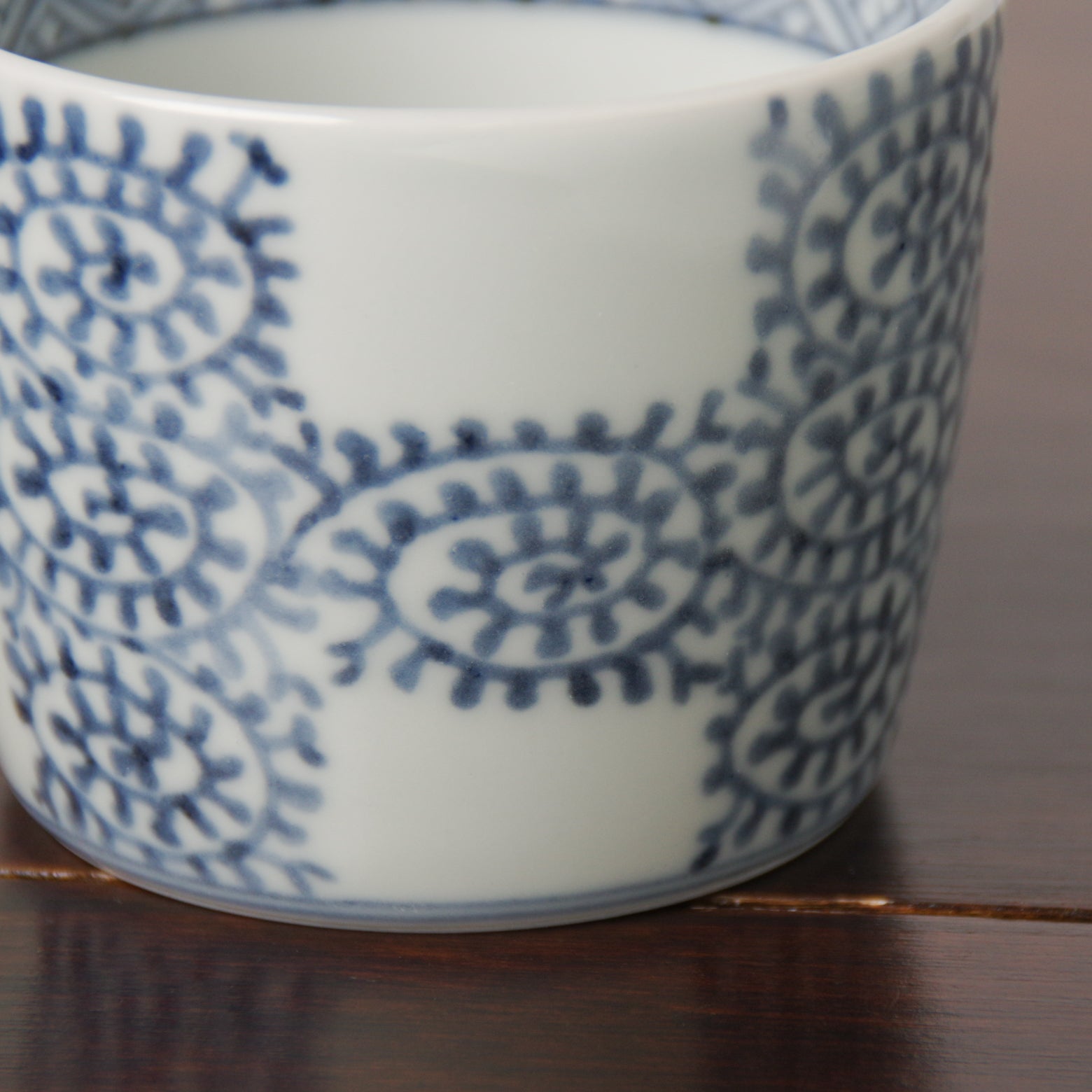 有田焼 染付 蛸唐草格子文 そば猪口(大) 220ml Riso Studio1156