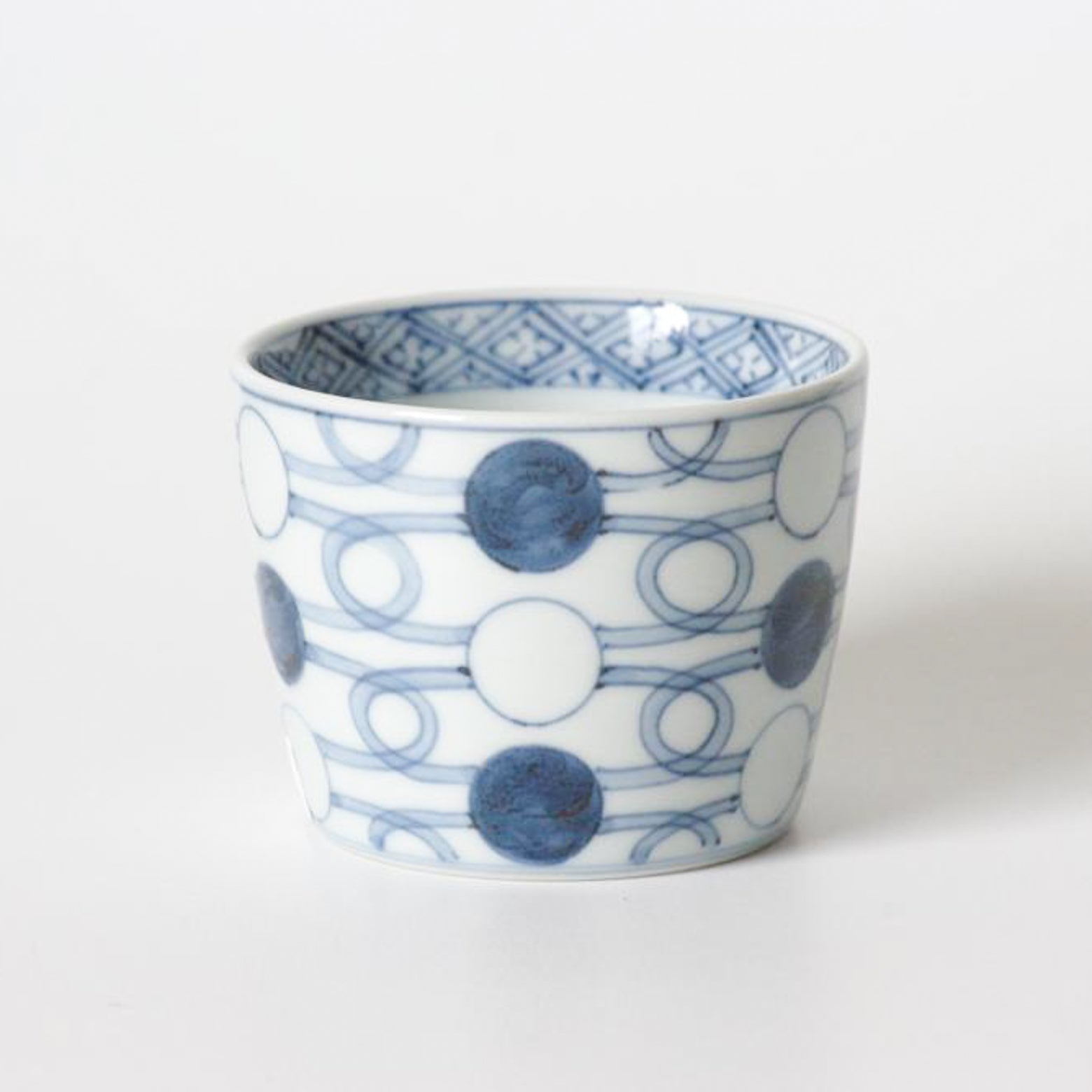 有田焼 染付丸繋ぎ紋 そば猪口(大) 220ml Riso Studio1156