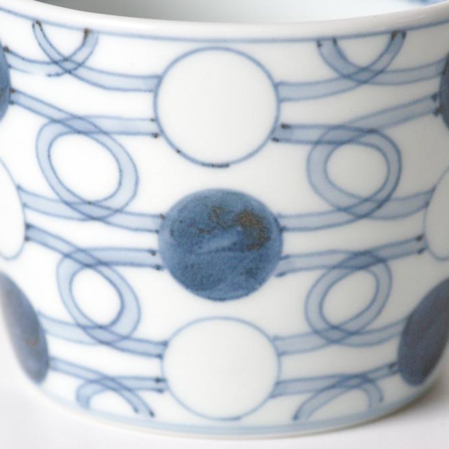 有田焼 染付丸繋ぎ紋 そば猪口(大) 220ml Riso Studio1156