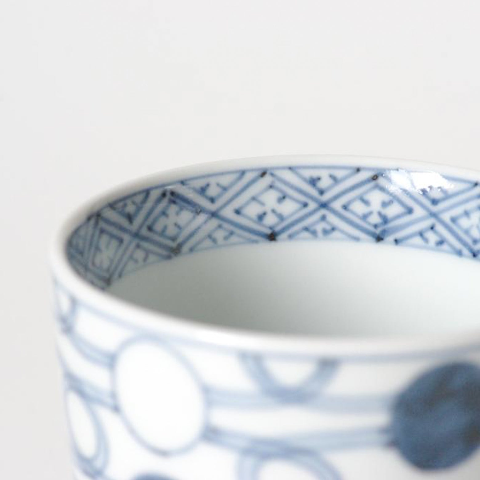 有田焼 染付丸繋ぎ紋 そば猪口(大) 220ml Riso Studio1156