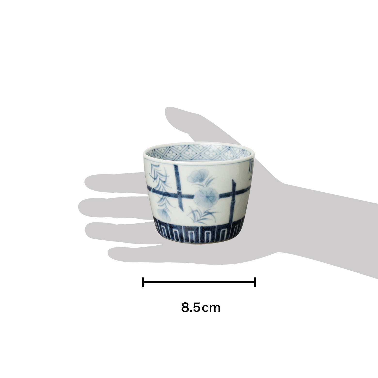 有田焼 染付 竹垣撫子文 そば猪口(大) 220ml Riso Studio1156