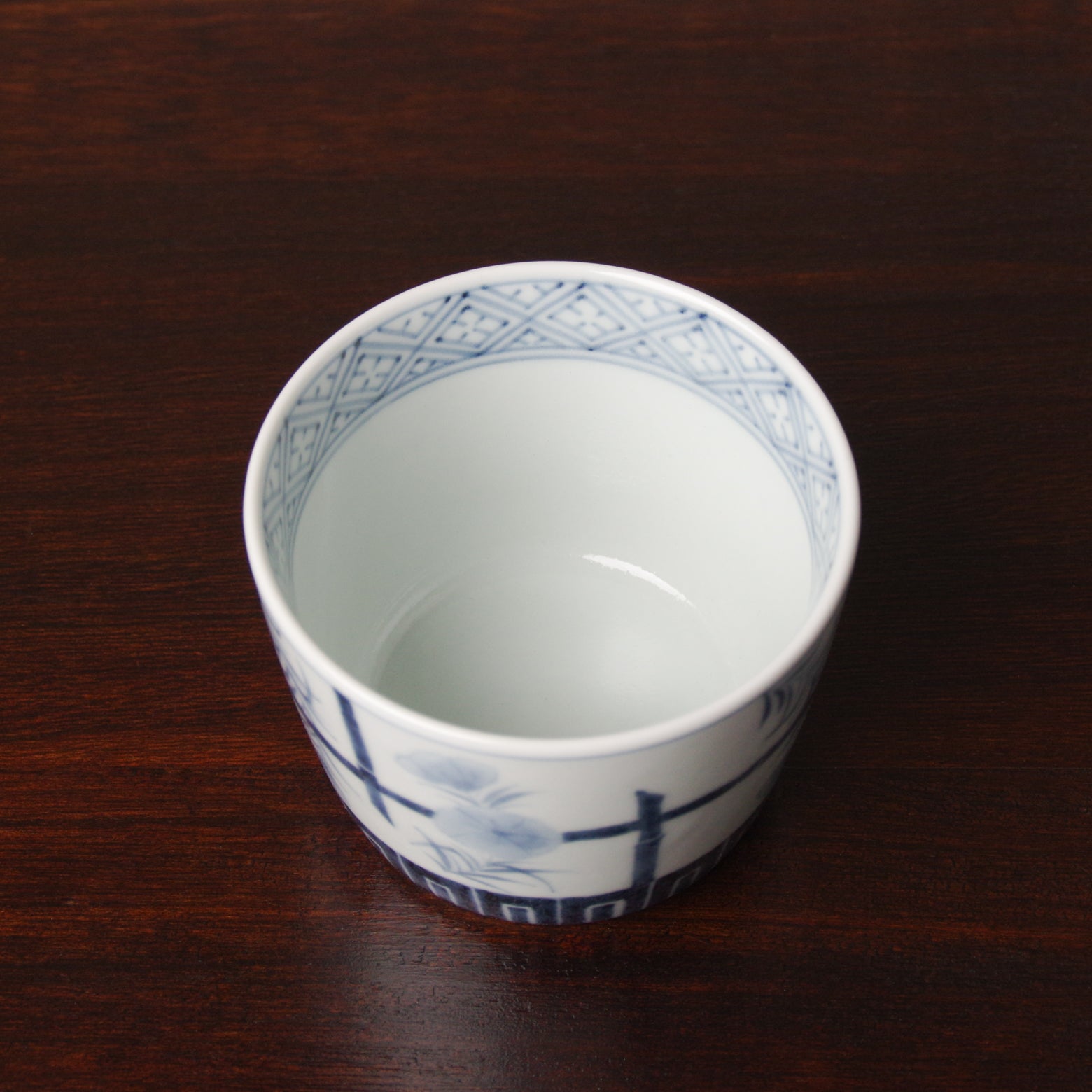 有田焼 染付 竹垣撫子文 そば猪口(大) 220ml Riso Studio1156