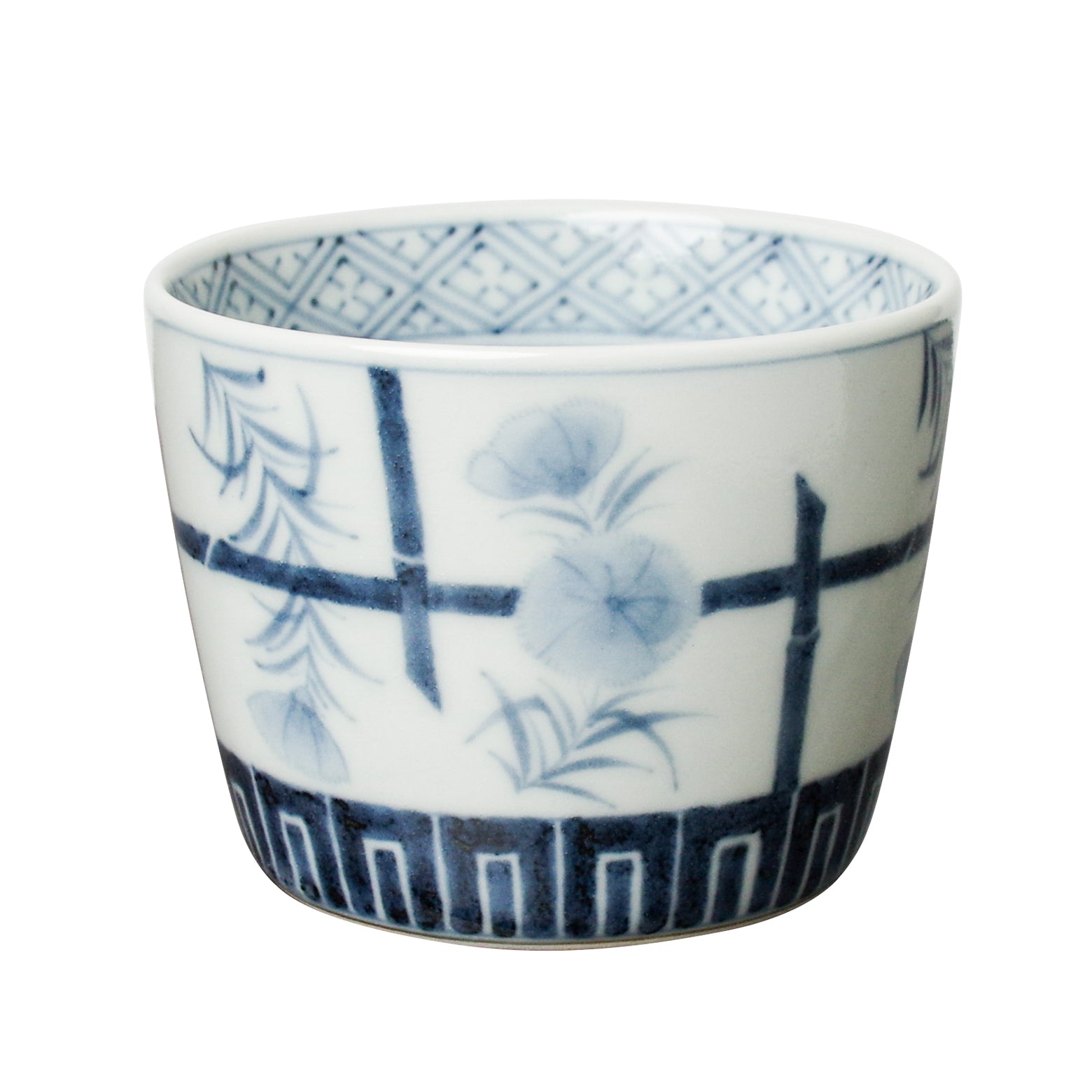 有田焼 染付 竹垣撫子文 そば猪口(大) 220ml Riso Studio1156