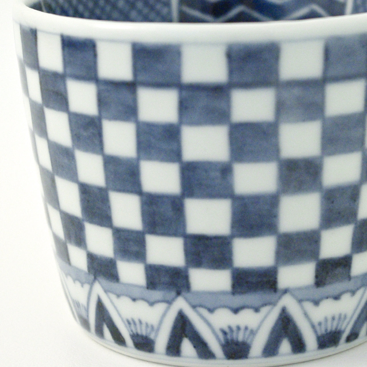 有田焼 染付 市松文 そば猪口(大) 220ml Riso Studio1156