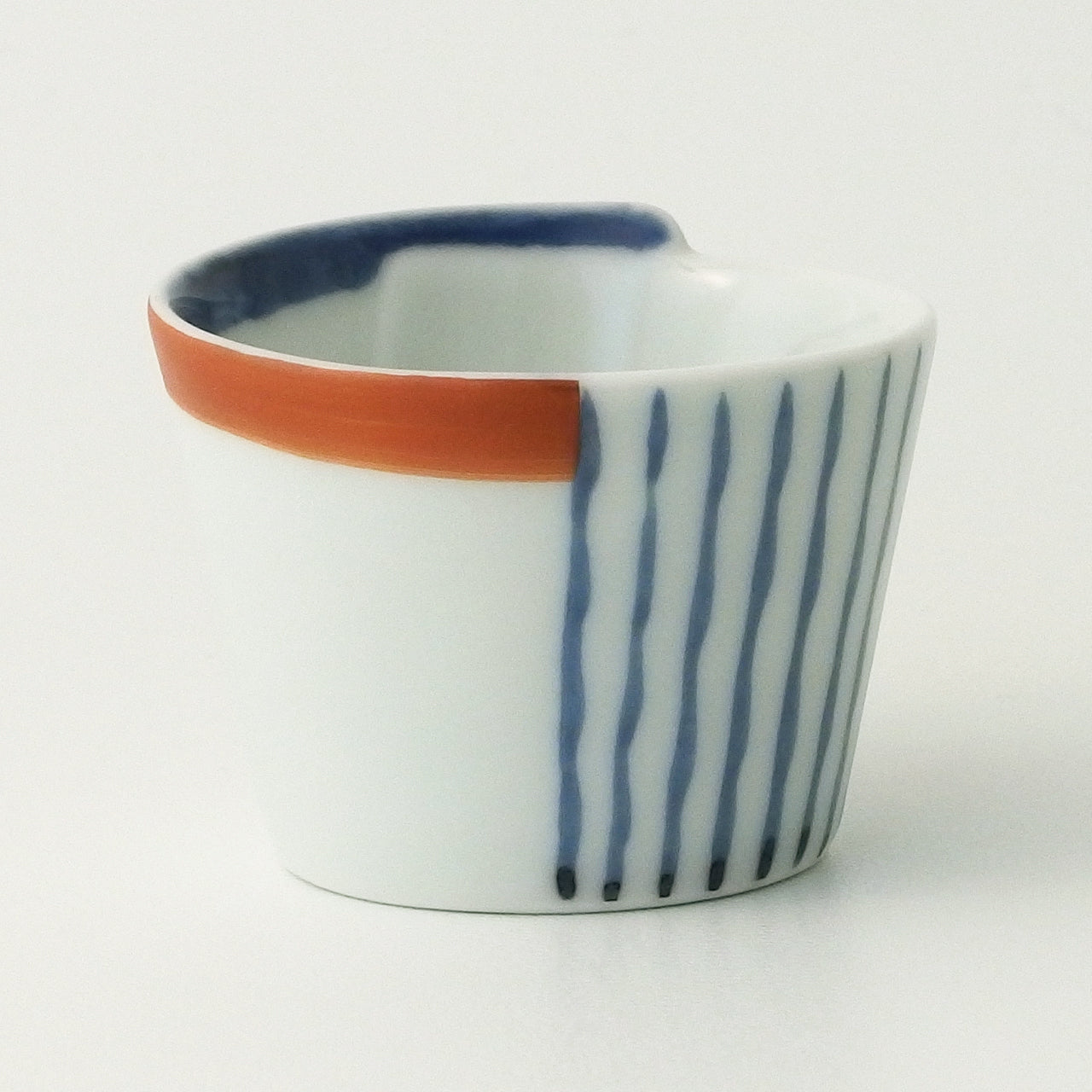 有田焼 十草赤帯曲げ輪珍味入(盃) 35ml Denpei Studio1156