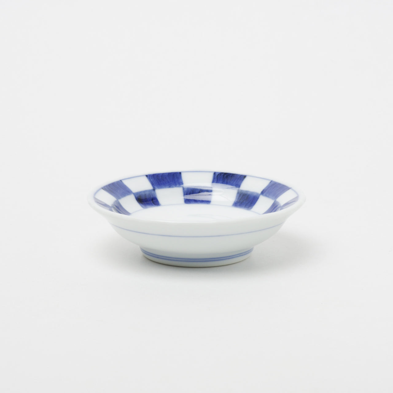 有田焼 染付 市松文 輪花小皿 9cm Riso Studio1156