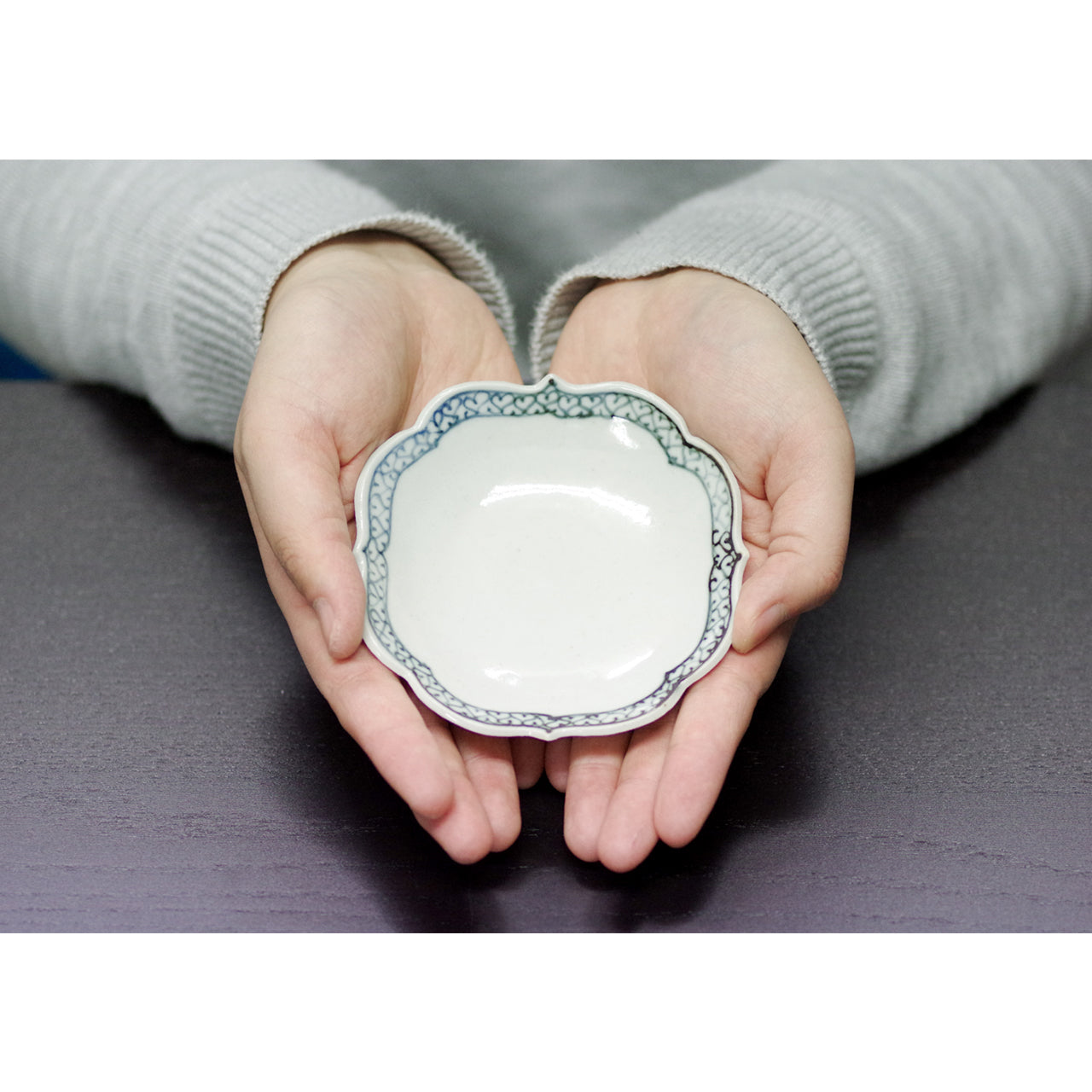 有田焼 染付渕ハート 四稜小皿 10.5cm ARITA PORCELAIN LAB Studio1156