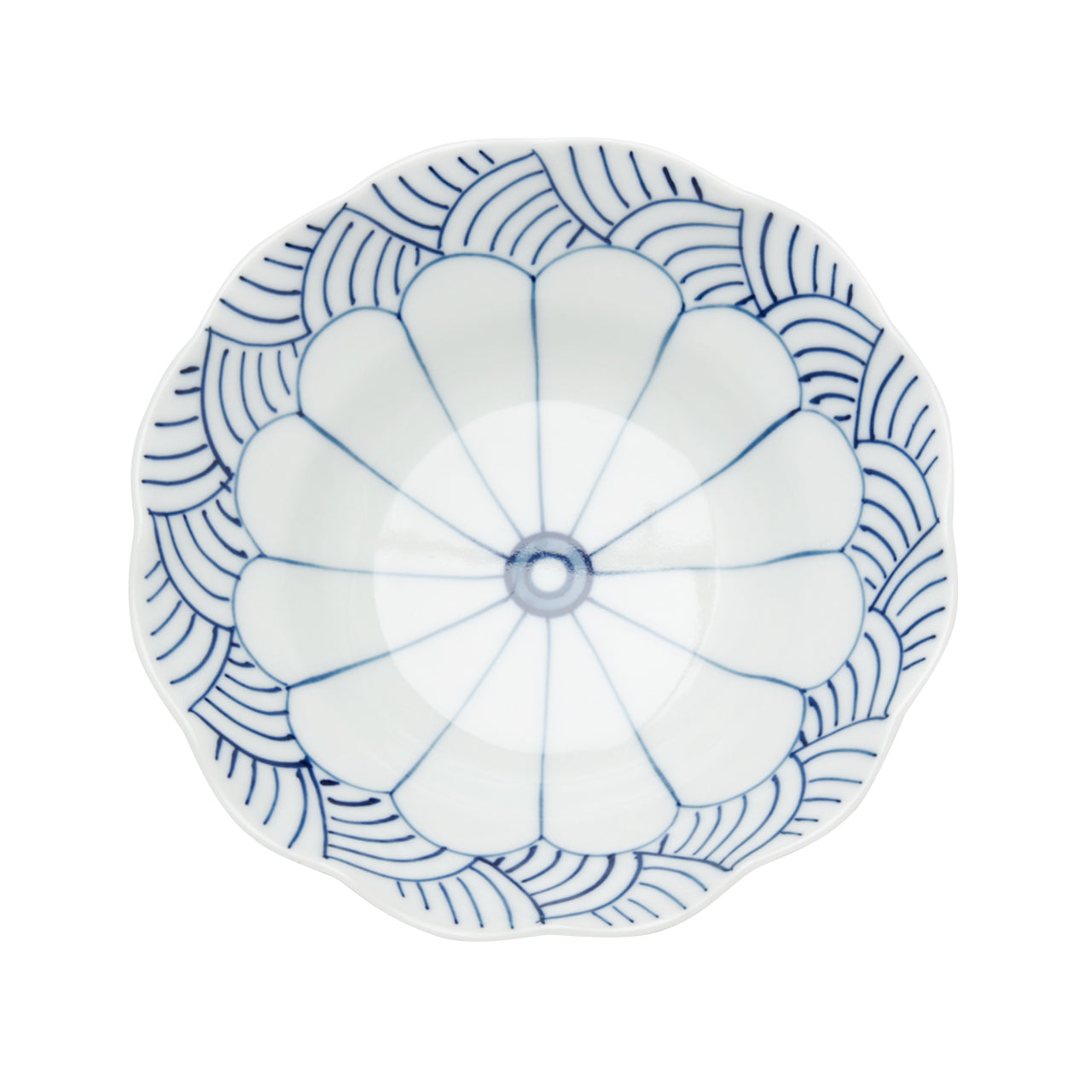 有田焼 菊割青海波 4.5寸深皿 15cm Teizan Studio1156