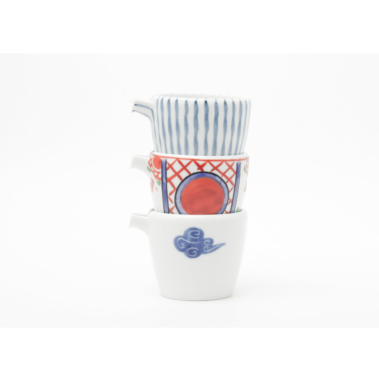 有田焼 赤十草 片口筒鉢(M) 100ml Denpei Studio1156