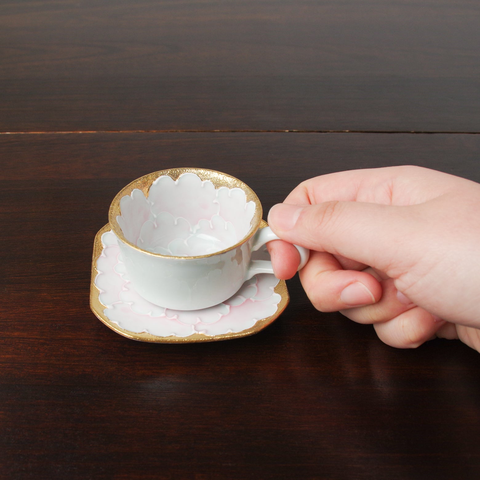 有田焼 金牡丹(ピンク) デミタス碗皿 75ml Bunzan Studio1156