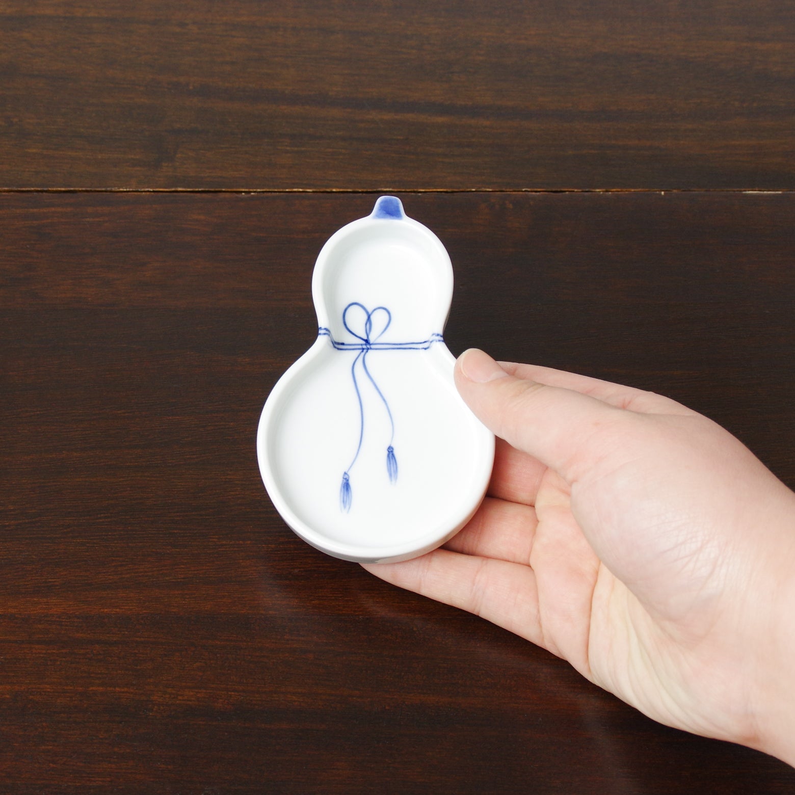 波佐見焼 瓢絵 瓢型小皿(青) 11cm Korin Studio1156