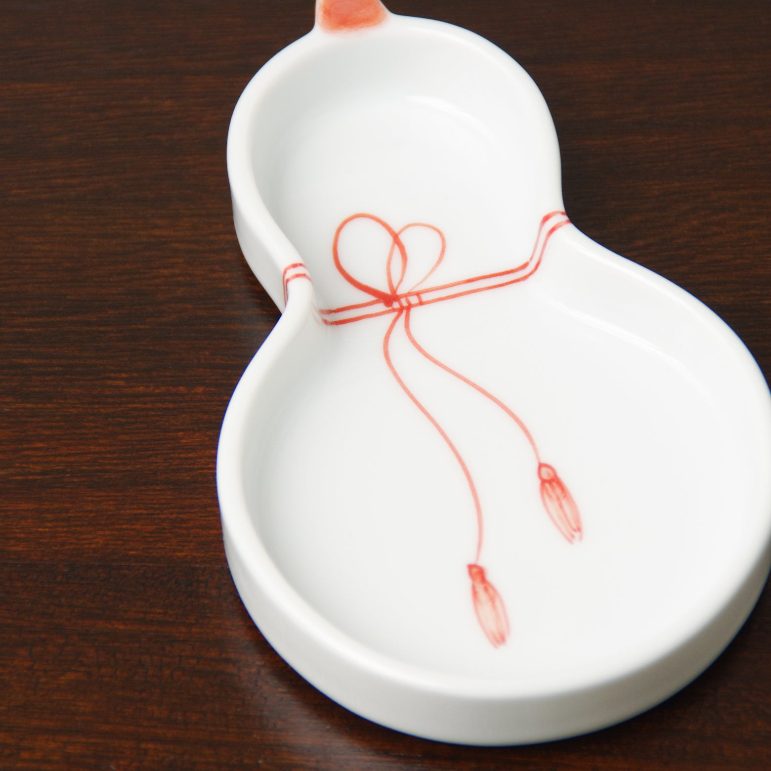 波佐見焼 瓢絵 瓢型小皿(赤) 11cm Korin Studio1156