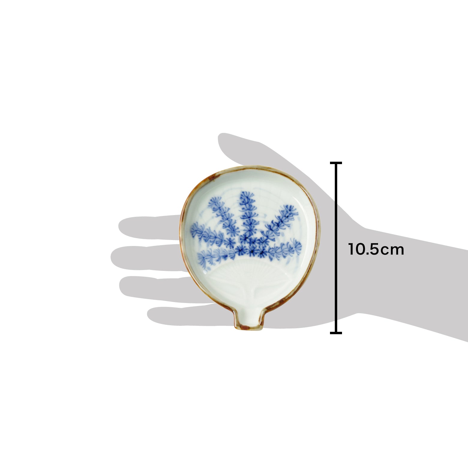 有田焼 うちわ小皿(水草/渕錆) 10.5cm Ojiyama Studio1156