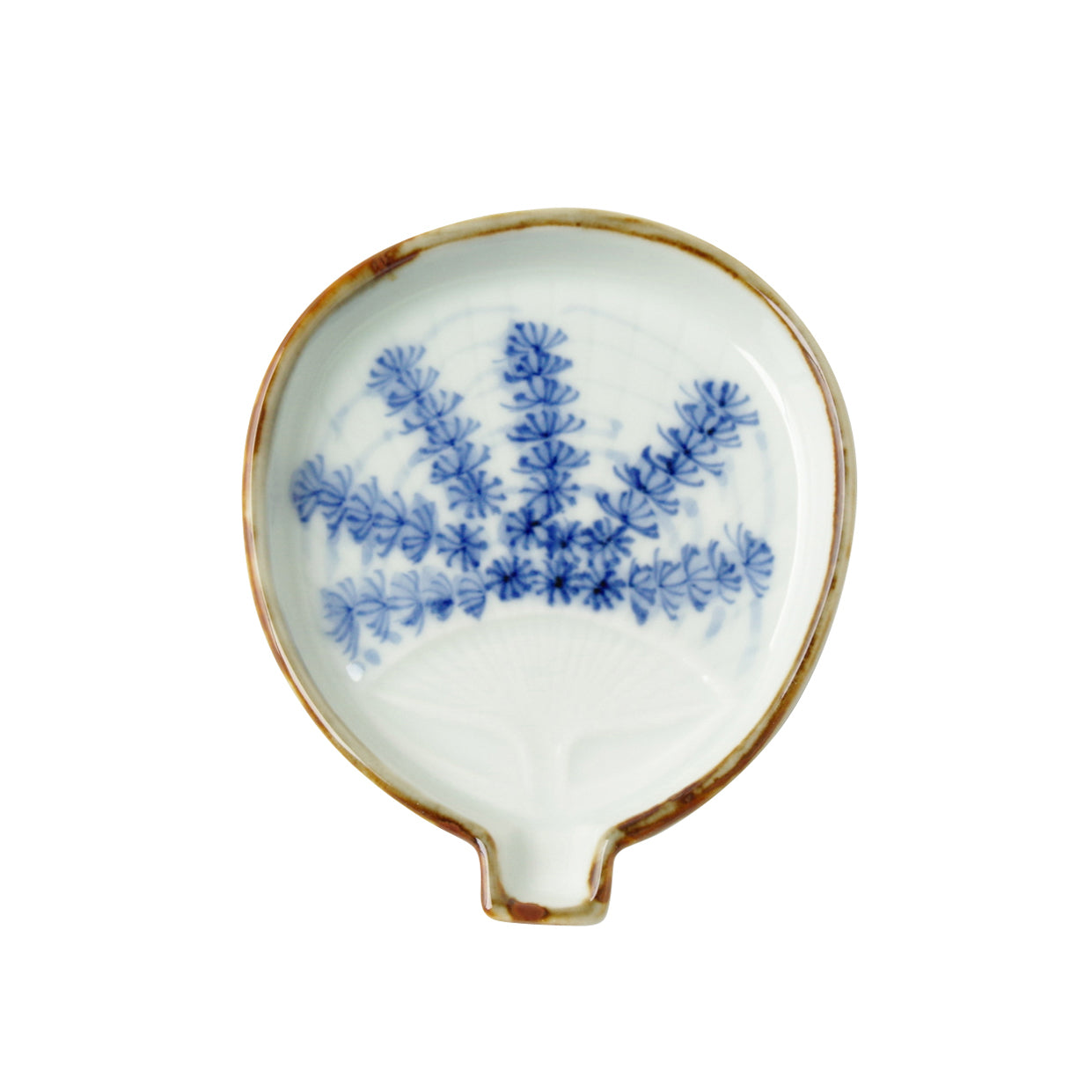 有田焼 うちわ小皿(水草/渕錆) 10.5cm Ojiyama Studio1156