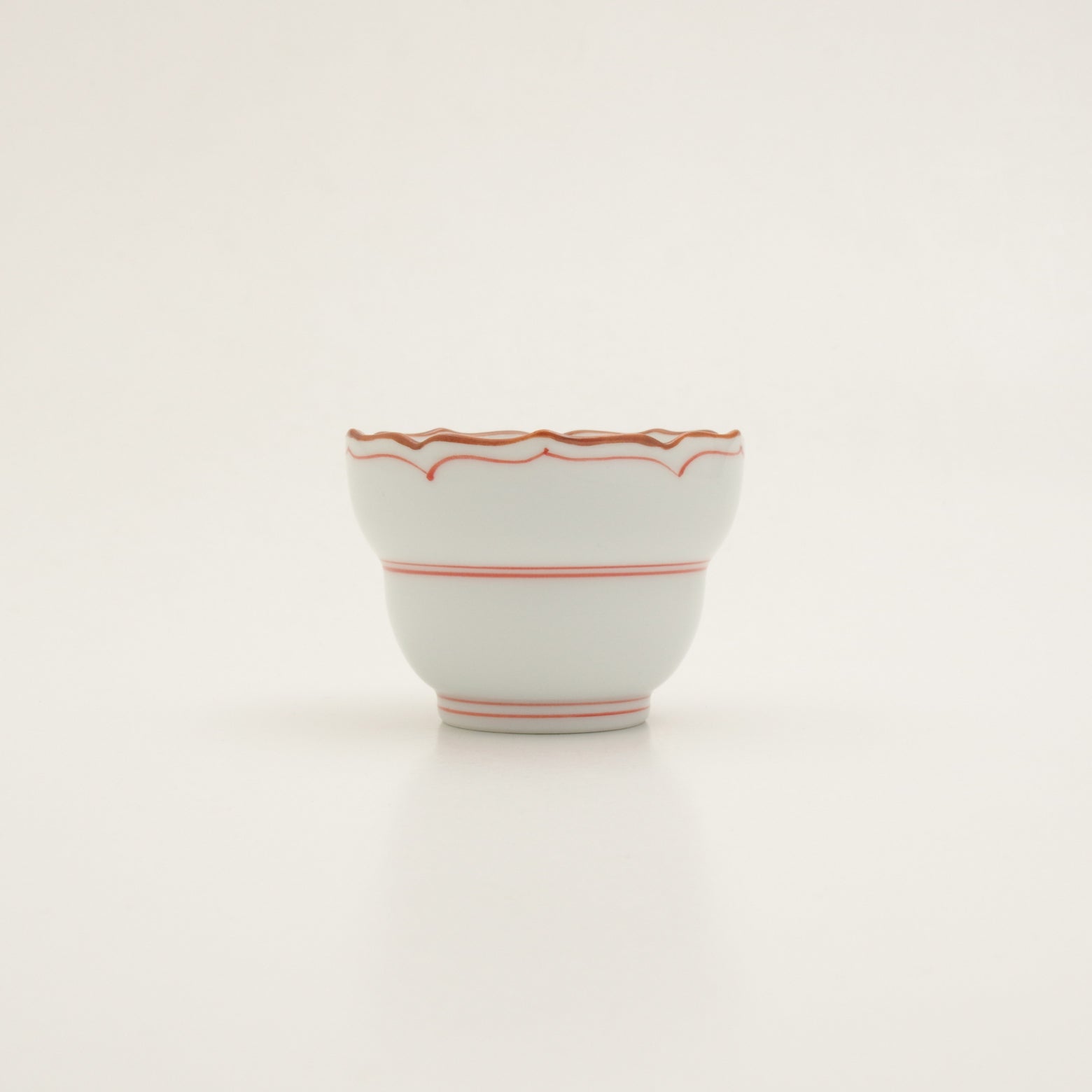 波佐見焼 渕錆 見込筋 桔梗ひさご型小鉢(赤) 7cm Korin Studio1156