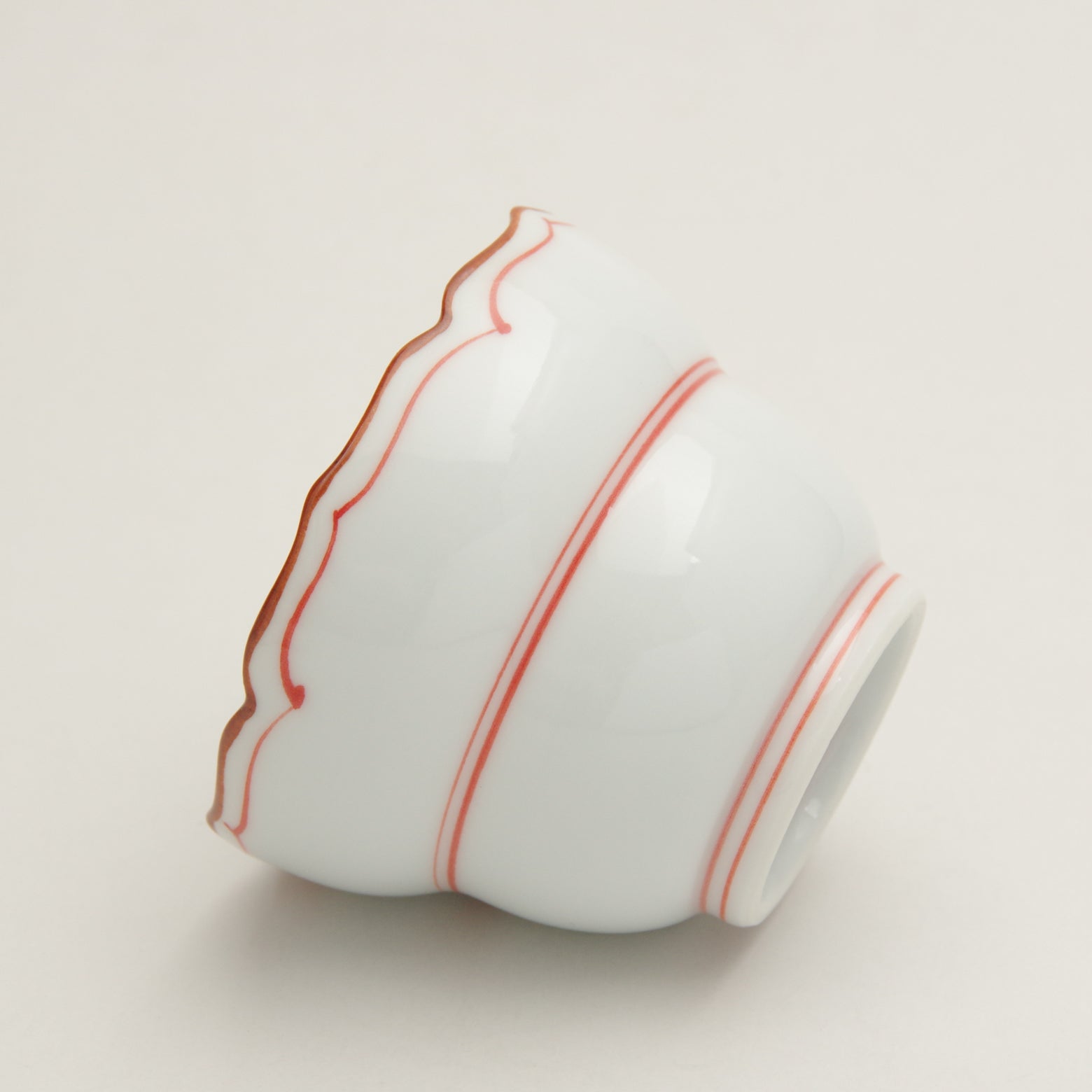 波佐見焼 渕錆 見込筋 桔梗ひさご型小鉢(赤) 7cm Korin Studio1156