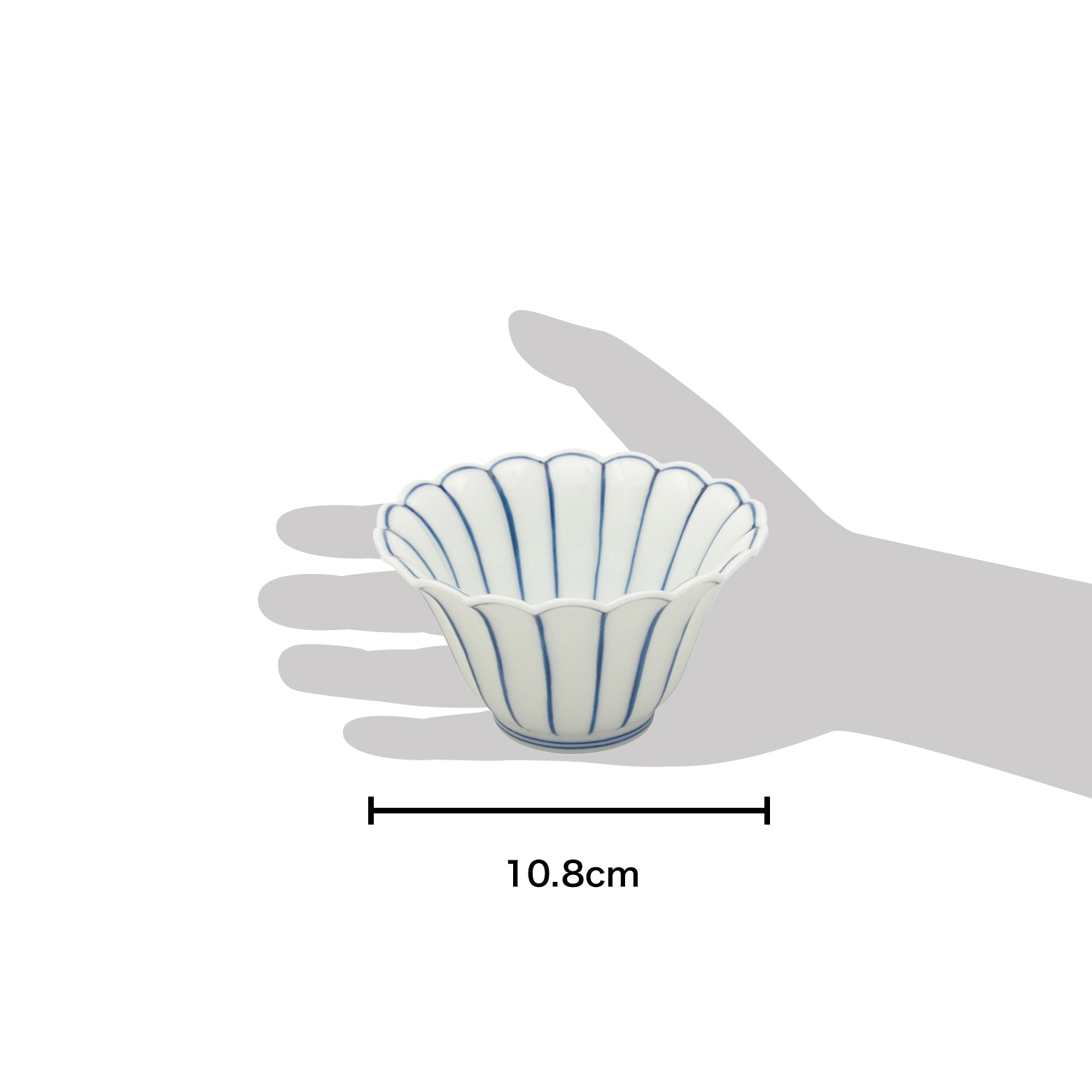 有田焼 染付薄渕 菊割小鉢(大/青) 10.8cm Ojiyama Studio1156