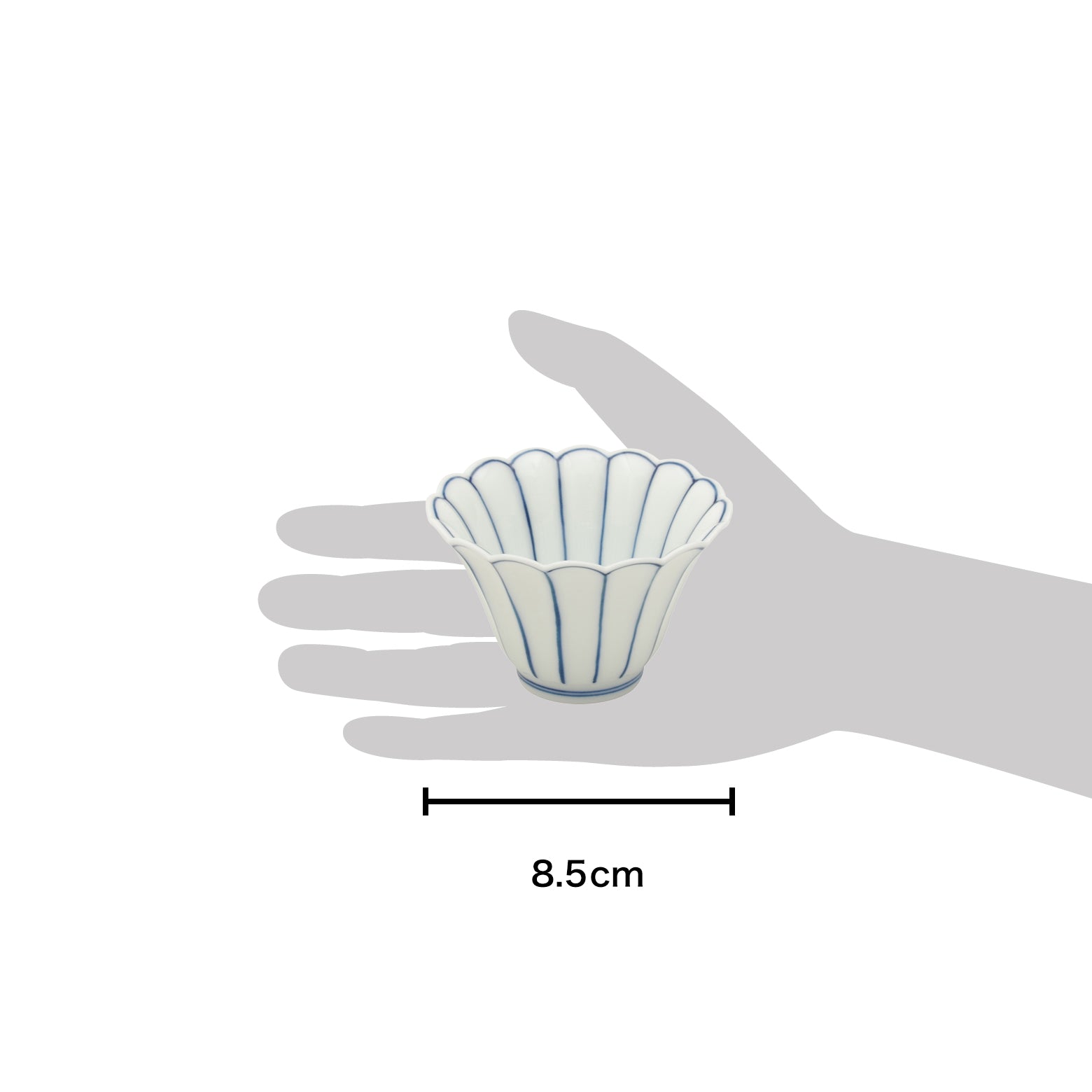 有田焼 染付 薄渕 菊割小鉢(小/青) 8.5cm Ojiyama Studio1156