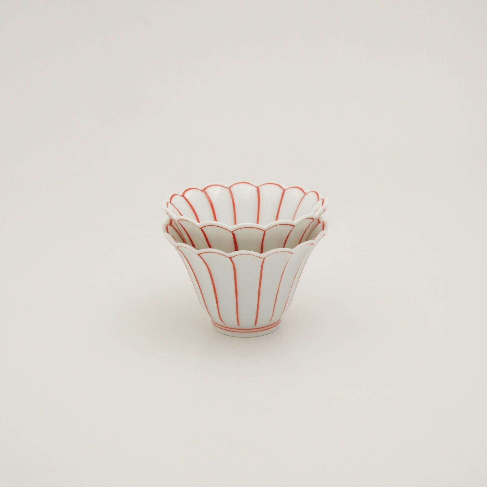 有田焼 薄渕 菊割小鉢(小/赤) 8.5cm Ojiyama Studio1156