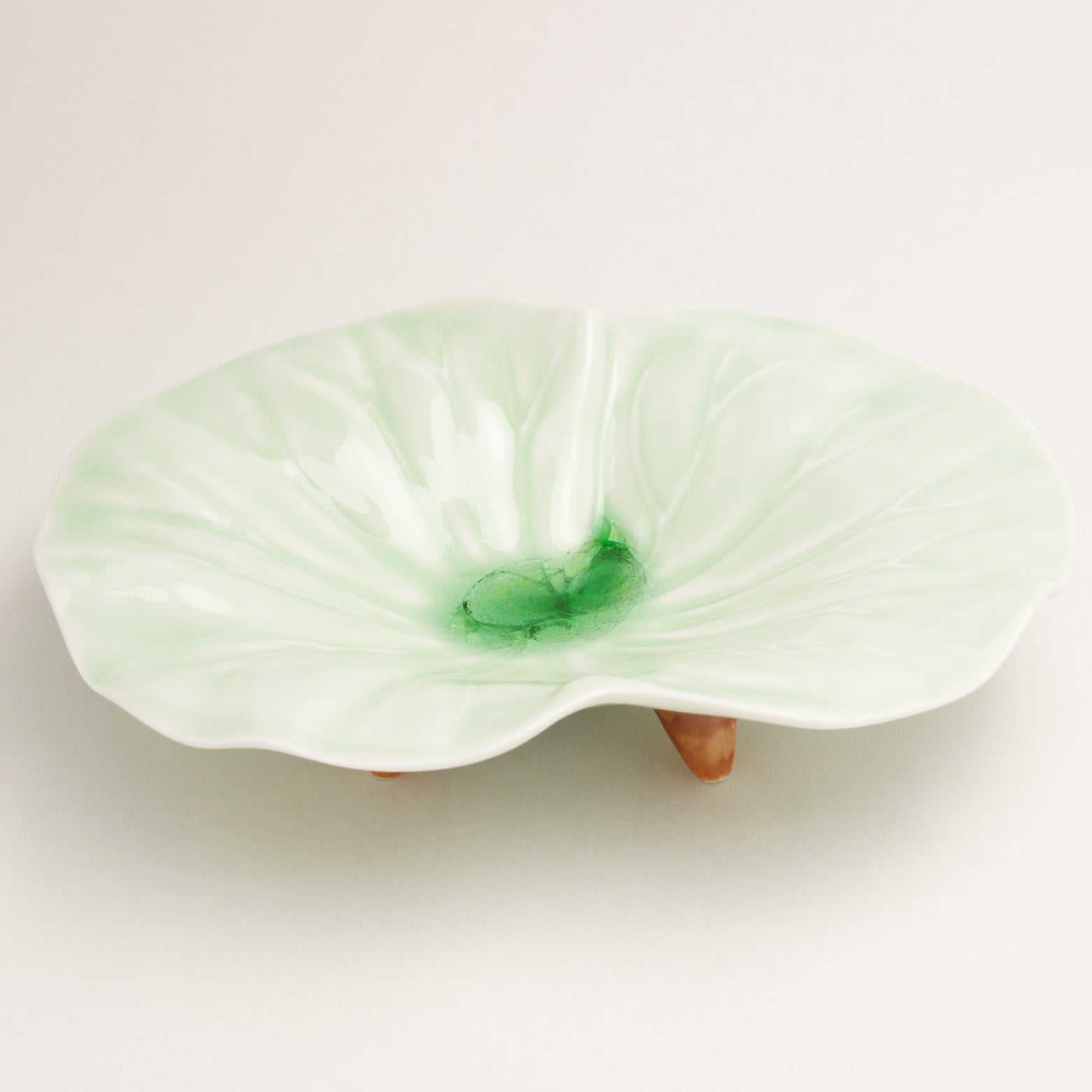 波佐見焼 ヒワ ビードロたまり フキの葉皿 18cm Korin Studio1156