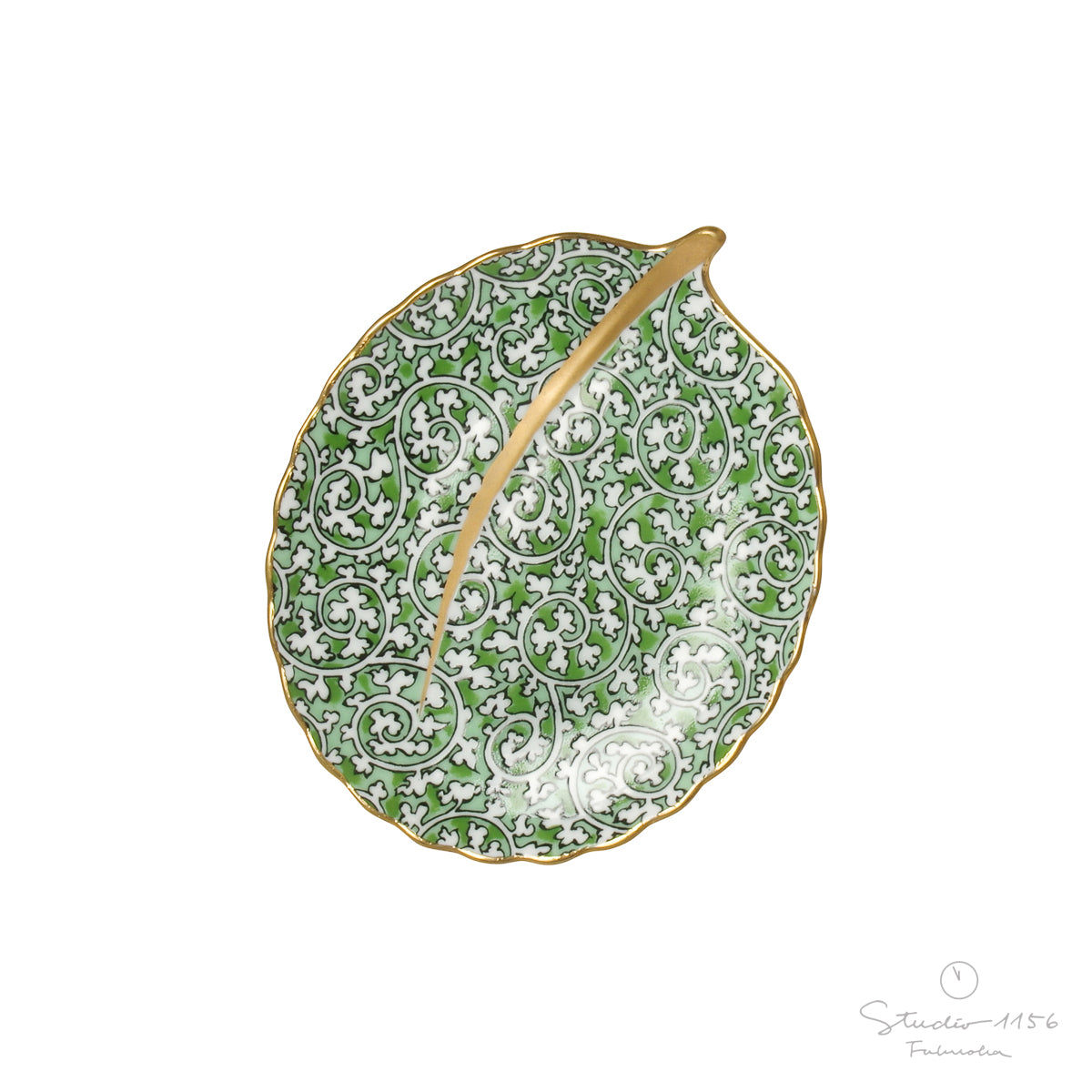 有田焼 蛸唐草 木の葉型銘々皿(小) 11cm 緑 ARITA PORCELAIN LAB Studio1156