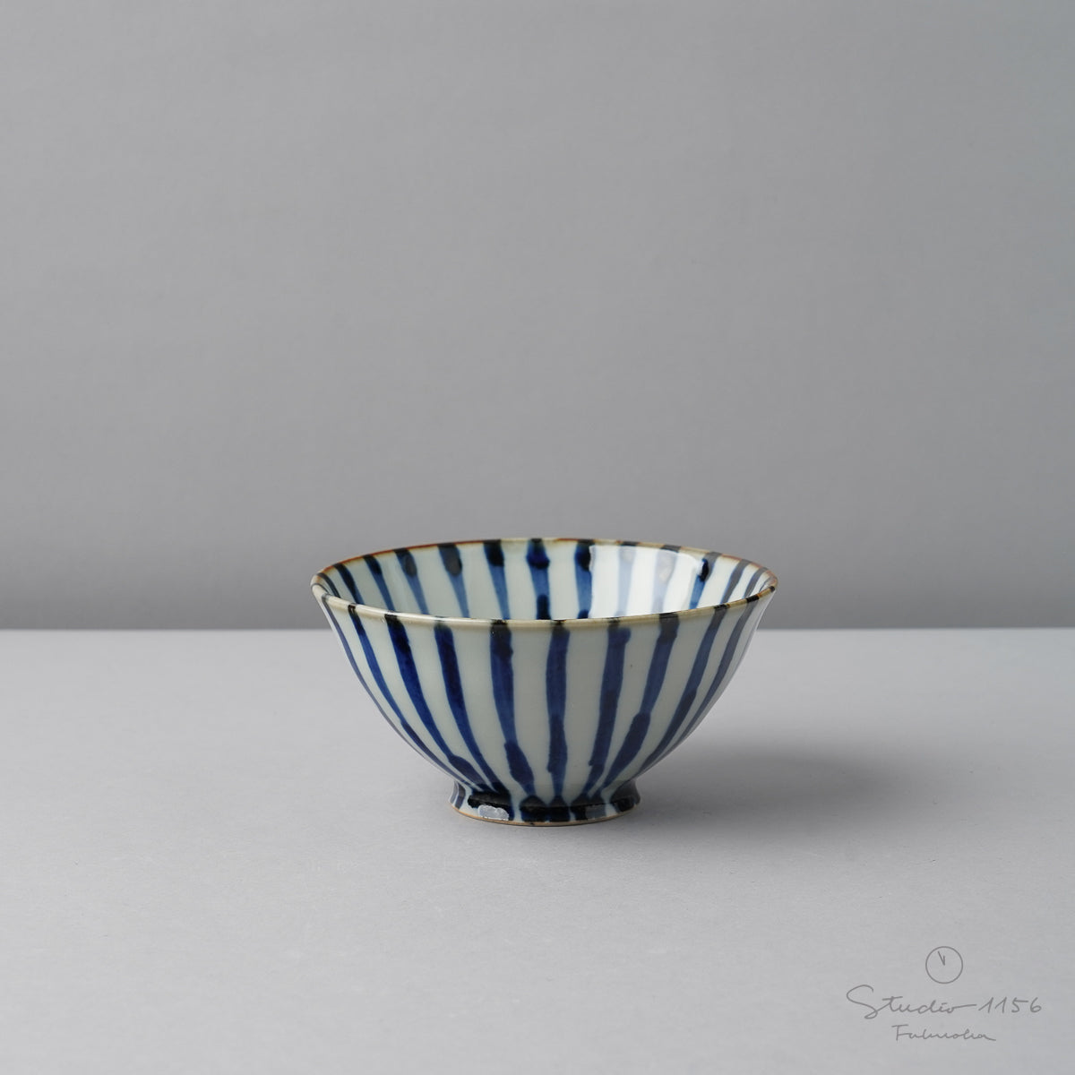 波佐見焼 濃十草 ご飯茶碗 12cm 青 Binsai Studio1156