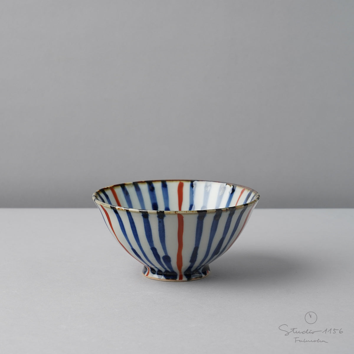 波佐見焼 濃十草 ご飯茶碗 12cm 赤 Binsai Studio1156