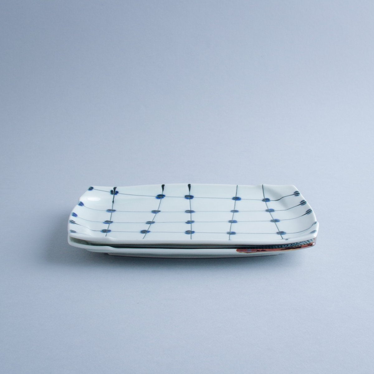 波佐見焼 手描き染付 長角皿 21.5cm Fukuho Studio1156