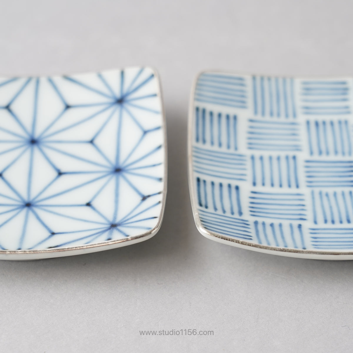 有田焼 銀彩染付 角小皿 6cm Fukuju Studio1156