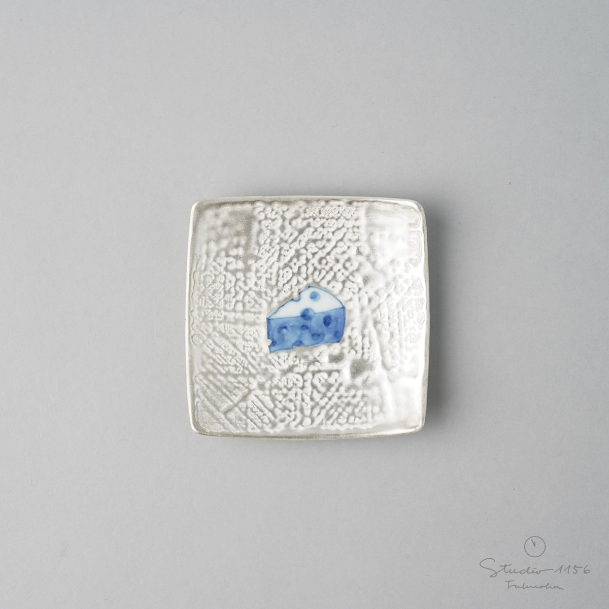有田焼 銀彩染付 角小皿 9cm チーズ Fukuju Studio1156