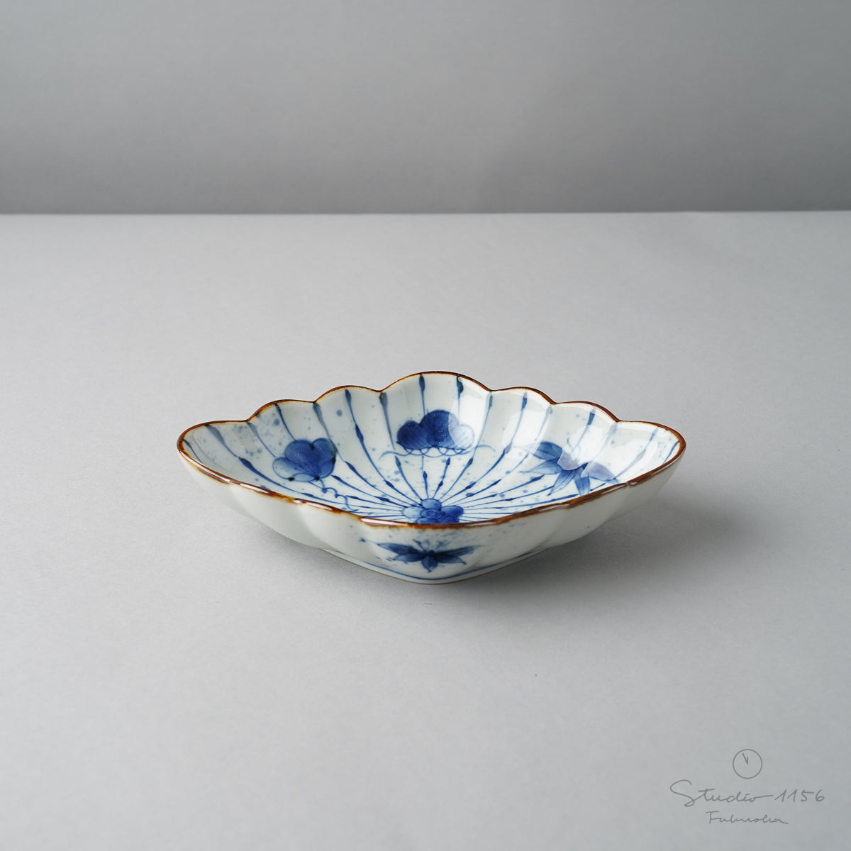 有田焼 染付 菊菱型向付 中鉢 18cm 十草松竹梅 Fukusen Studio1156