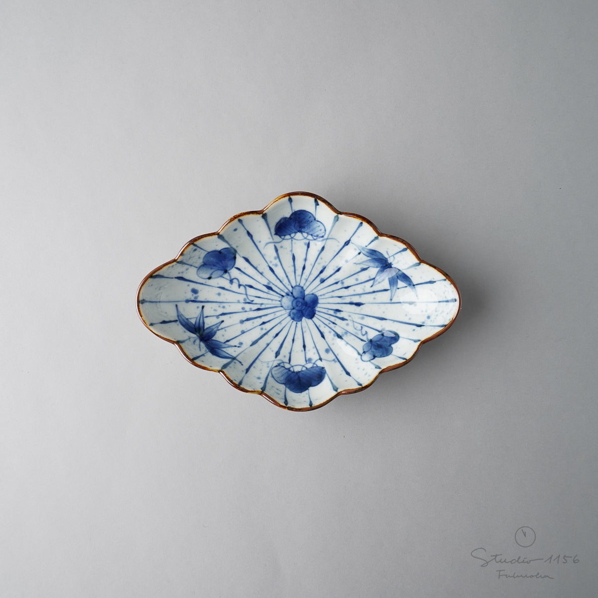 有田焼 染付 菊菱型向付 中鉢 18cm Fukusen Studio1156