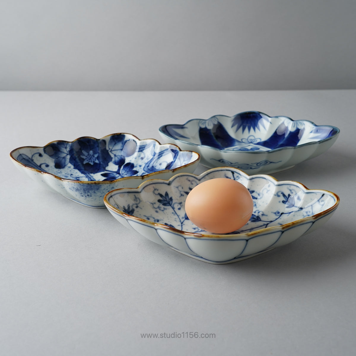 有田焼 染付 菊菱型向付 中鉢 18cm Fukusen Studio1156