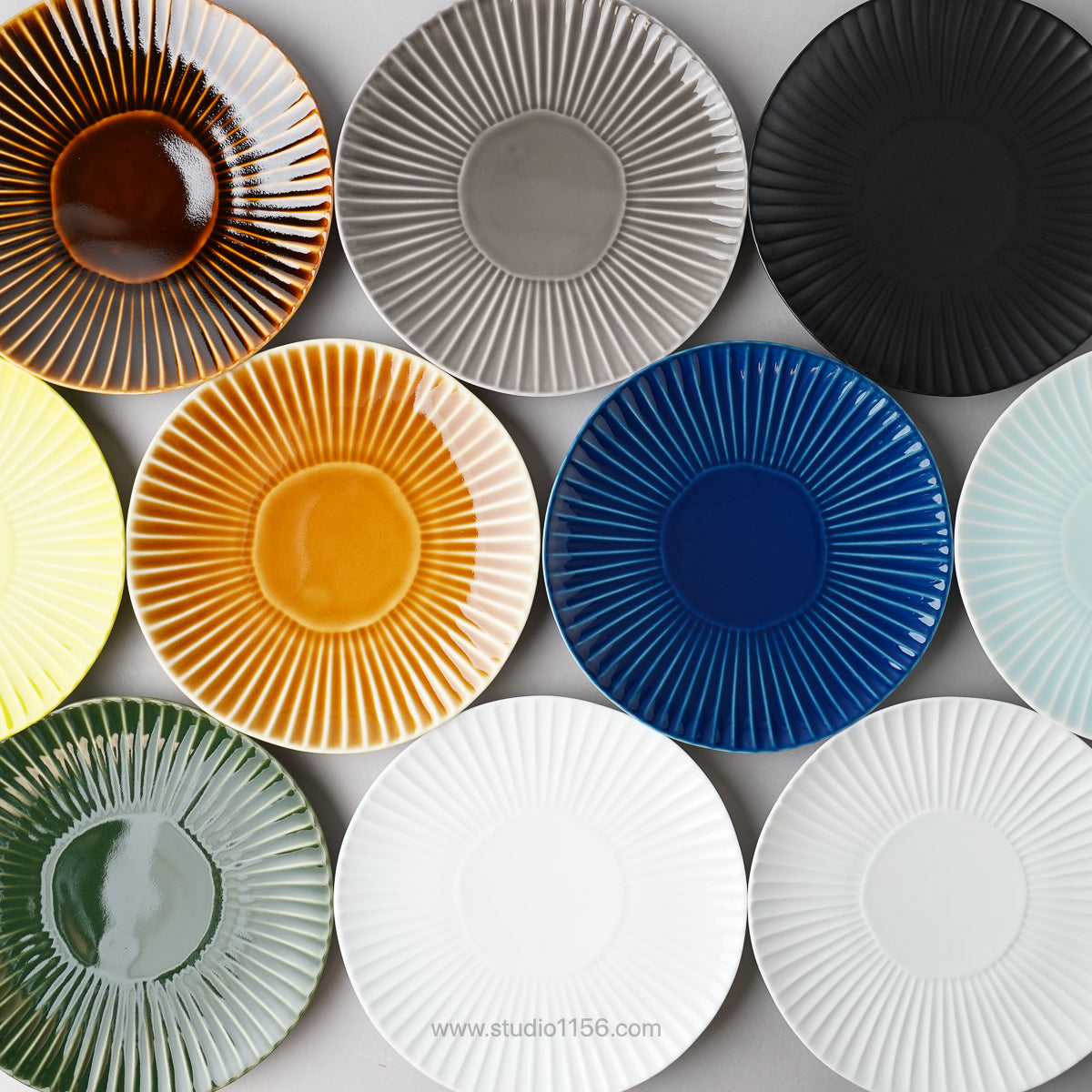 波佐見焼 Shinogi しのぎプレート(M) 18cm Ichiryu Studio1156