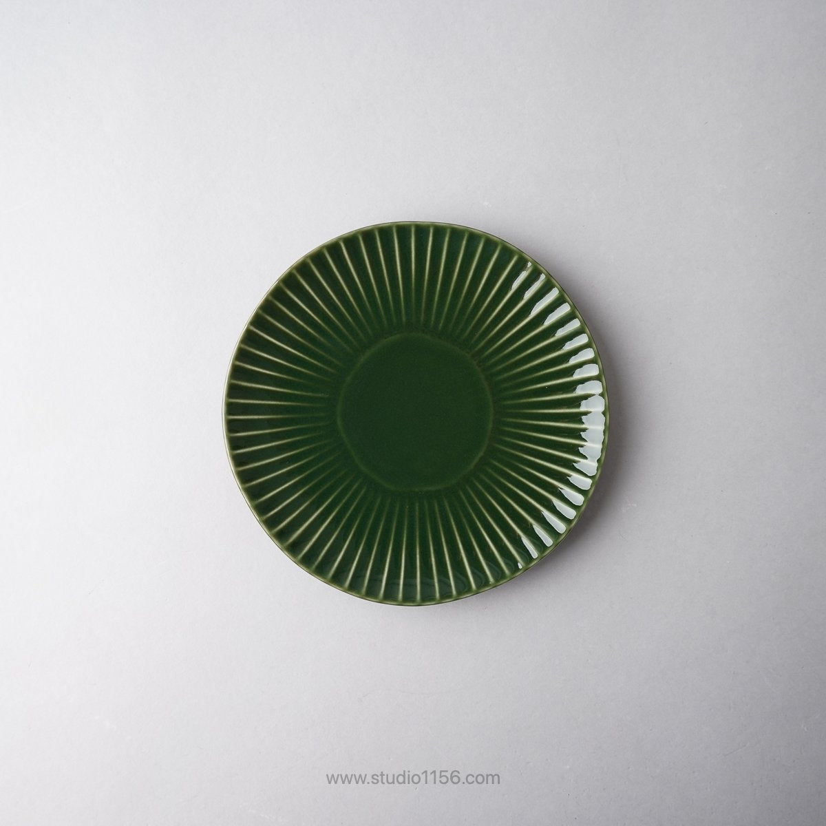 波佐見焼 Shinogi しのぎプレート(M) 18cm 深緑 Ichiryu Studio1156