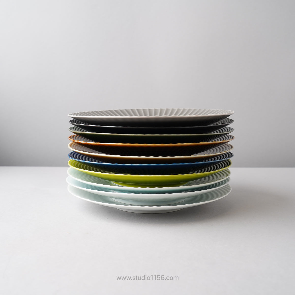 波佐見焼 Shinogi しのぎプレート(L) 21.5cm Ichiryu Studio1156