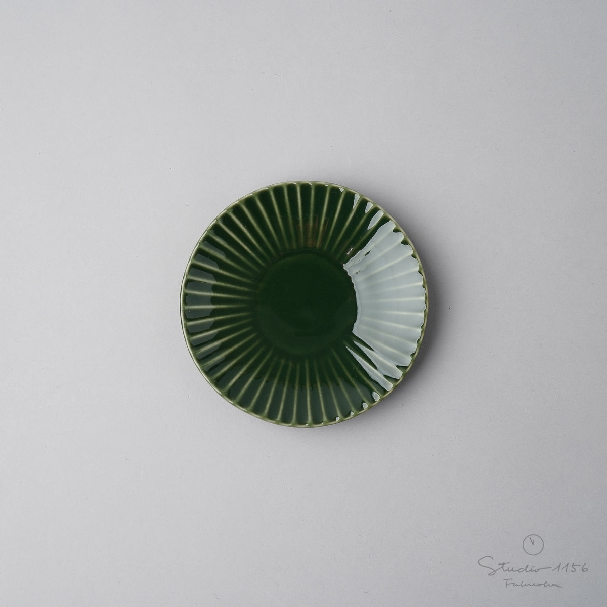 波佐見焼 Shinogi しのぎプレート(S) 11cm 深緑 Ichiryu Studio1156