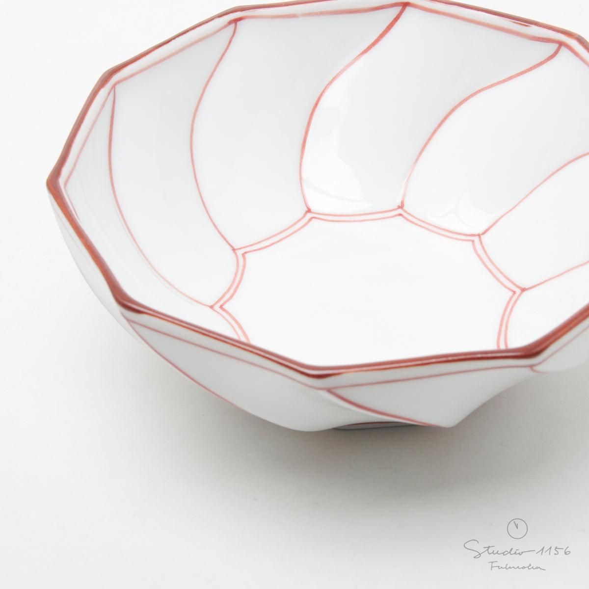 波佐見焼 捻り線 捻り小鉢 13.5cm 赤 Korin Studio1156