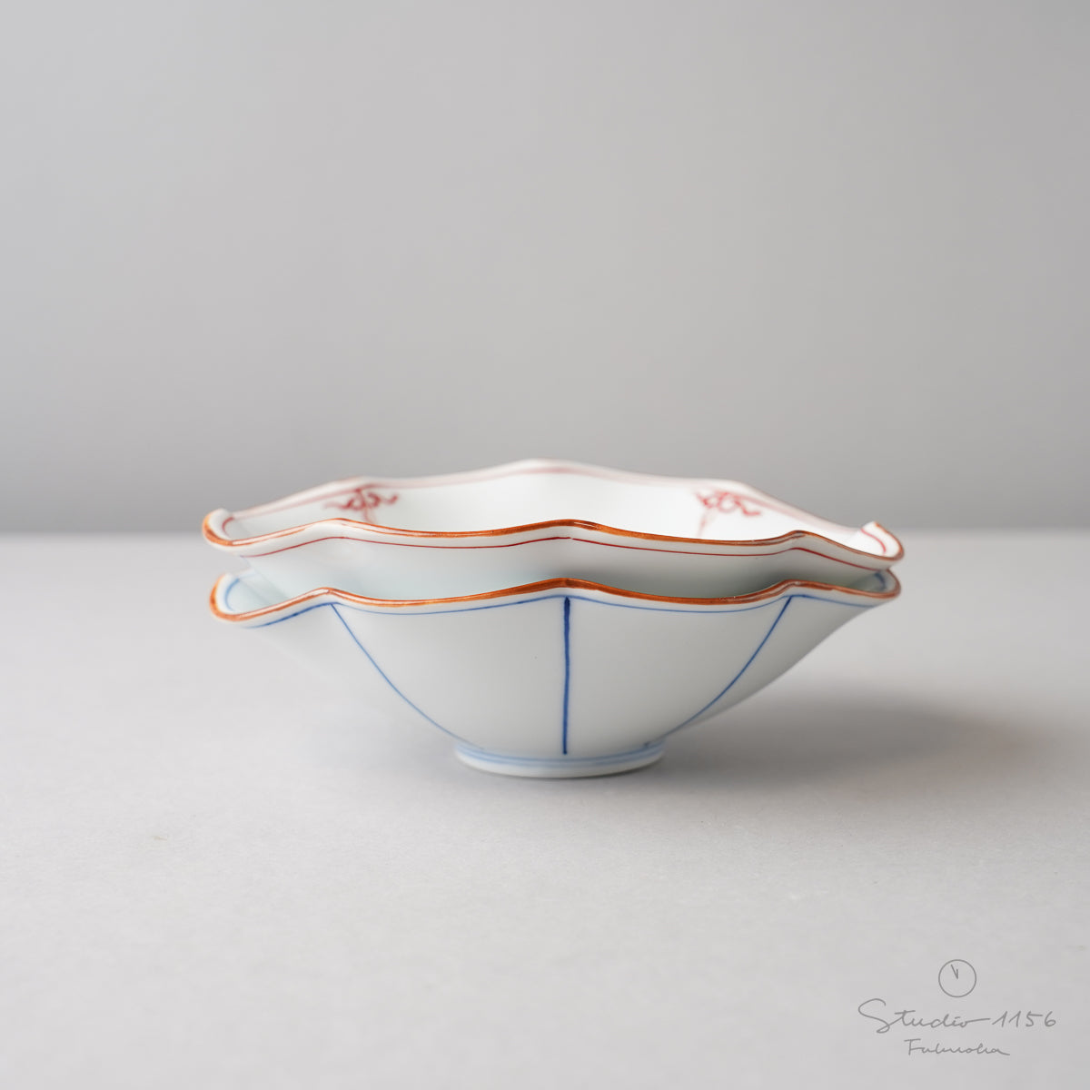 波佐見焼 菊型楕円浅鉢 14.5cm Korin Studio1156