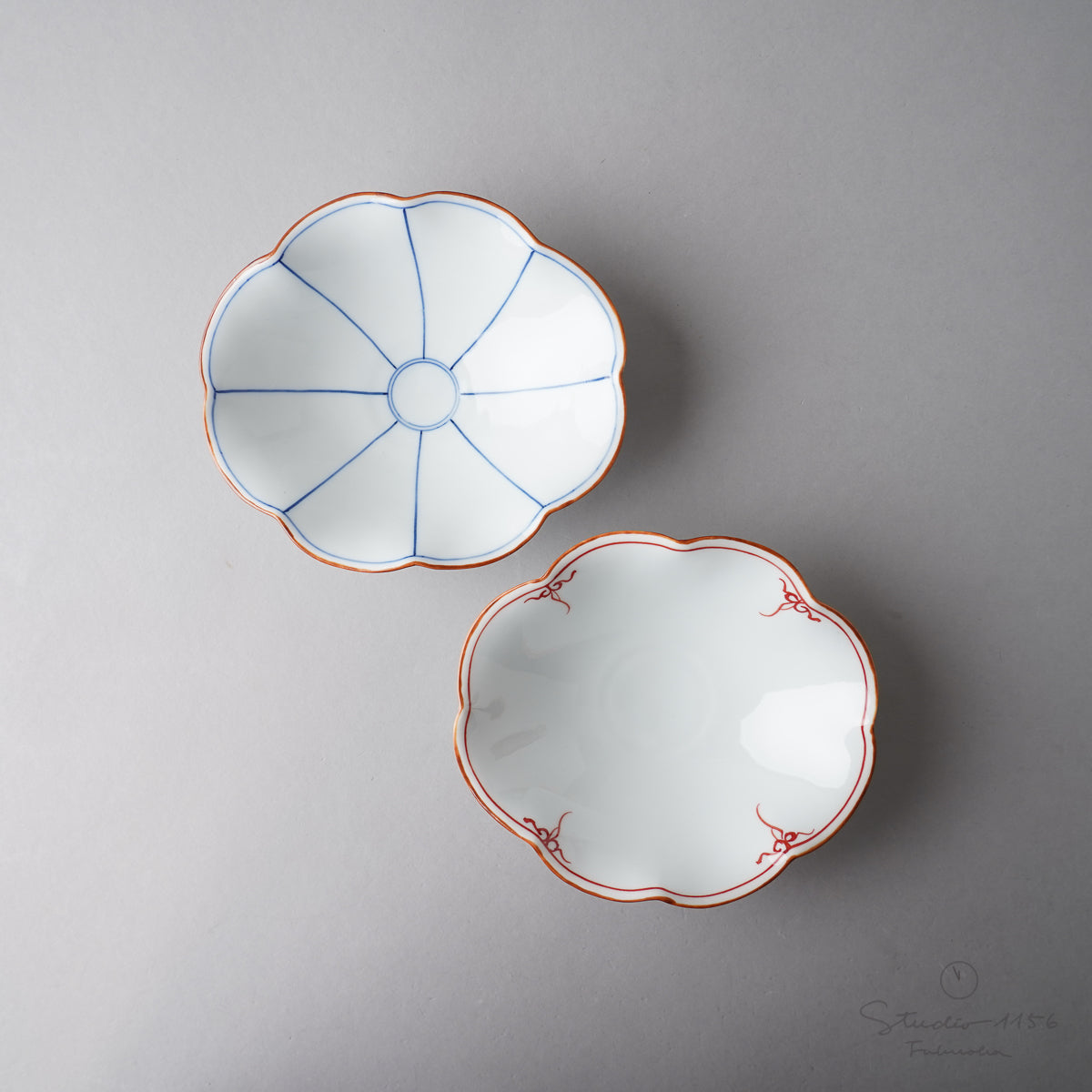 波佐見焼 菊型楕円浅鉢 14.5cm Korin Studio1156