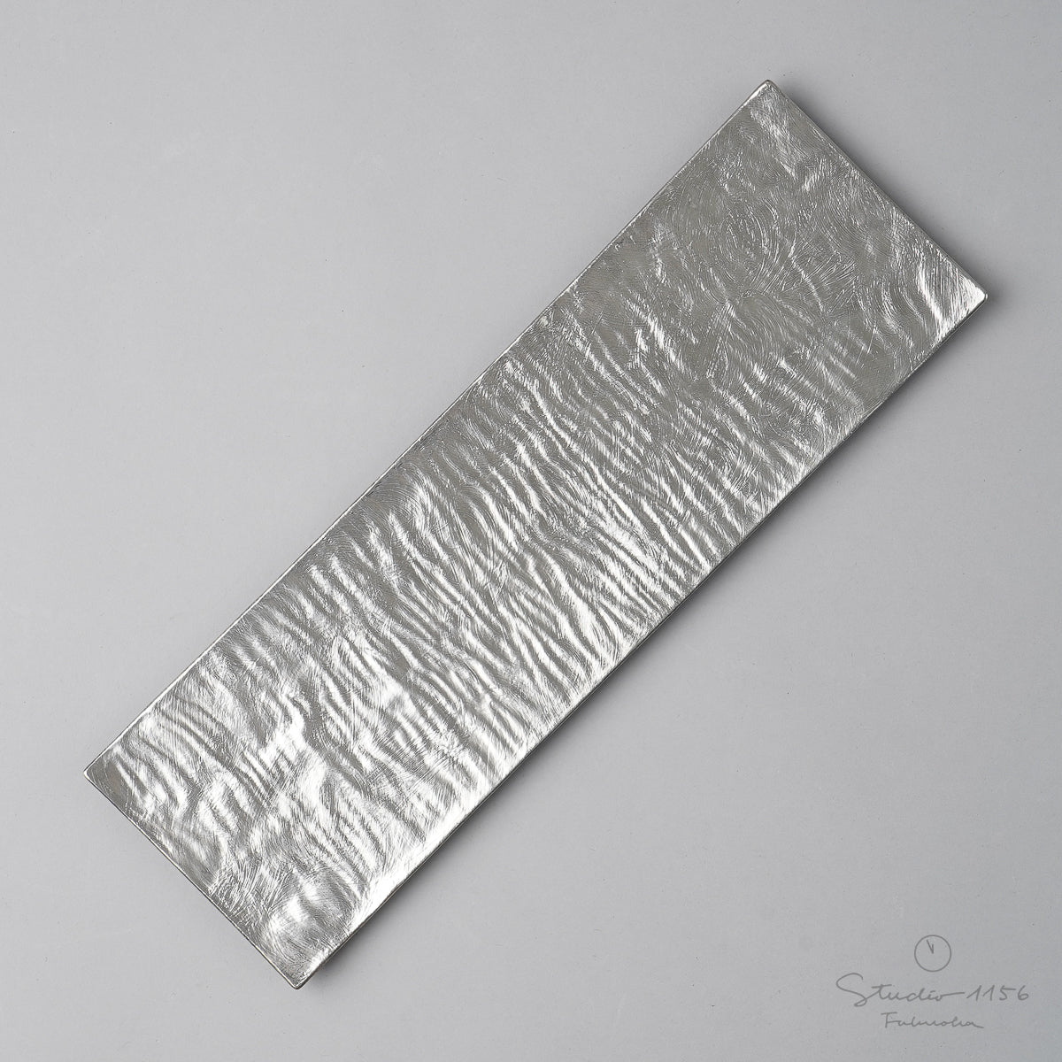 有田焼 リンクルプレート Rectngler(L) 30.5cm 刷毛目プラチナ Kichiemon Studio1156