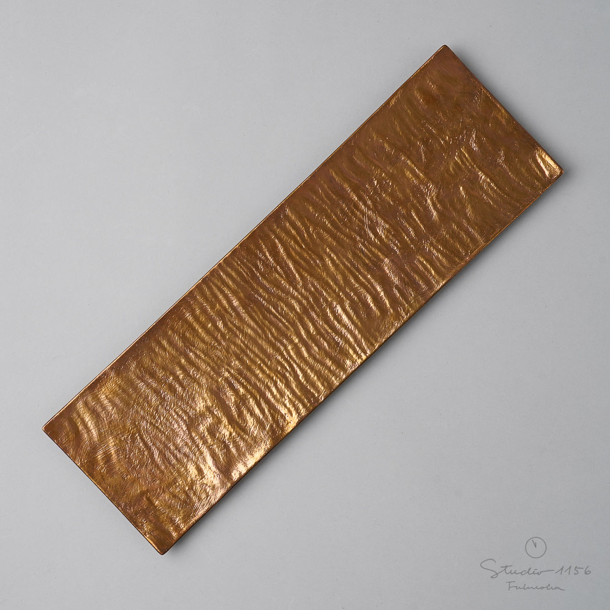 有田焼 リンクルプレート Rectngler(L) 30.5cm 刷毛目ブロンズ Kichiemon Studio1156